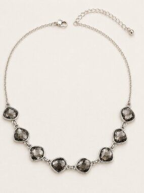 The Imperfectionist Silver Smoky Gem Necklace Set